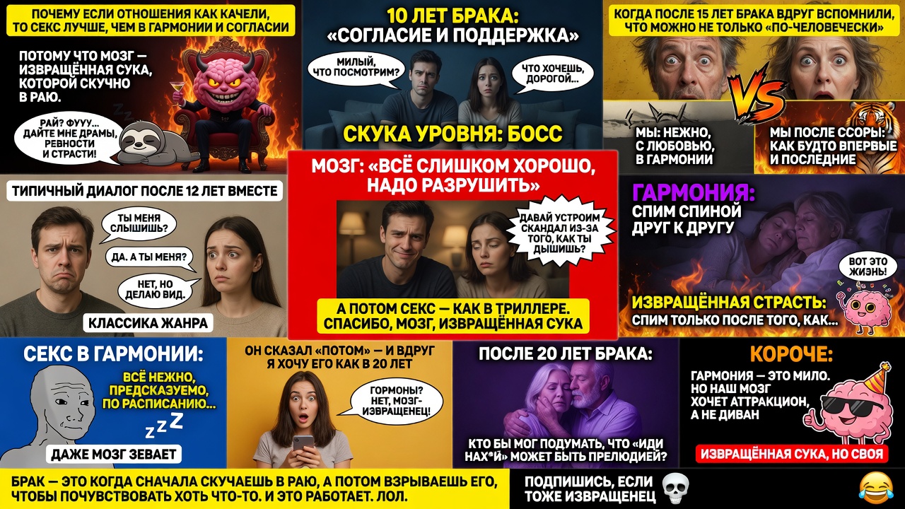 Почему если отношения как качели, то секс лучше, чем в гармонии и согласии?