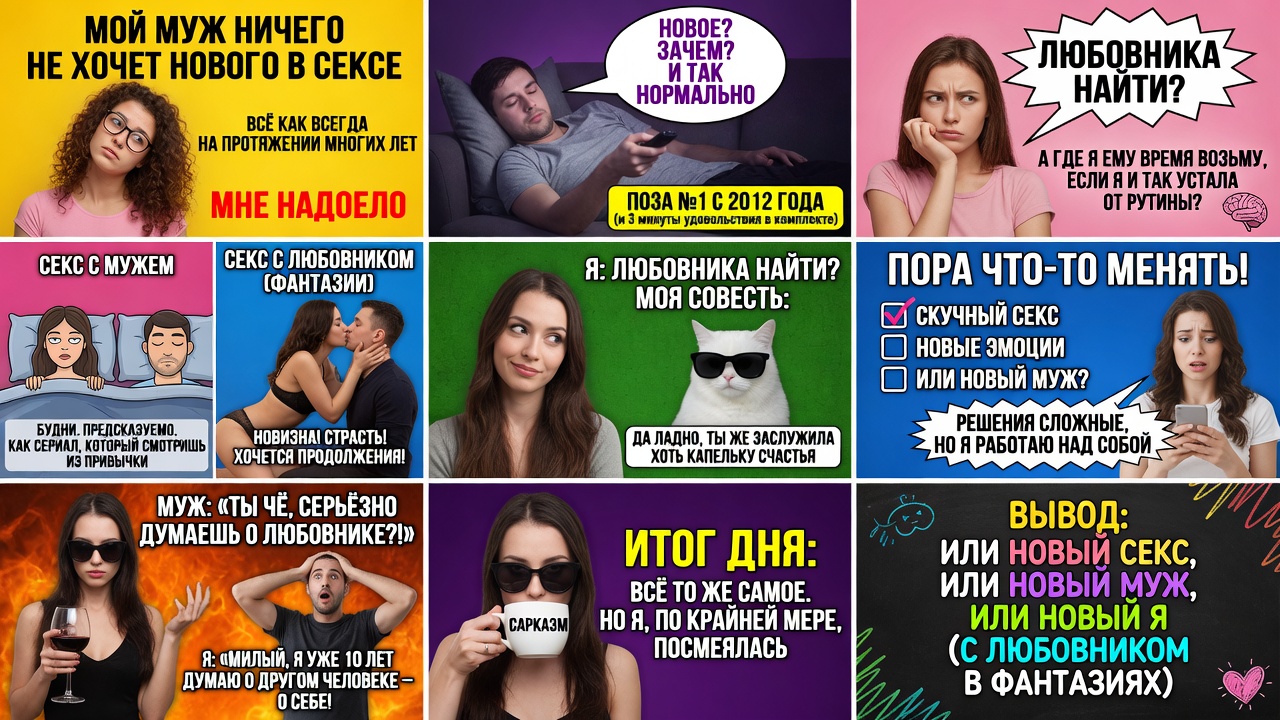 Мой муж ничего не хочет нового в сексе. Всё как всегда на протяжении многих лет. Мне надоело. Любовника найти?