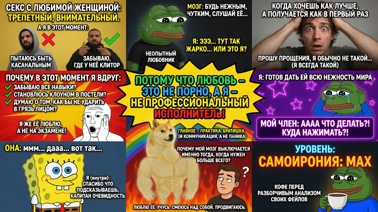 Секс с любимой женщиной трепетный, внимательный. Почему в этот момент мужчина вдруг выглядит как неопытный любовник?