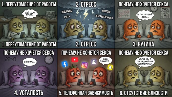«Почему не хочется секса». Или как современные отношения, работа, стресс и «я устала» превращают некогда горячих людей в два овоща, которые лежат в одной постели и смотрят в телефоны