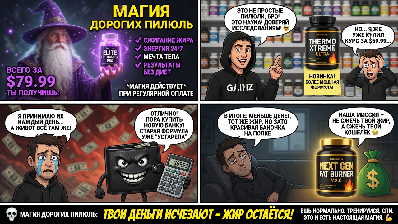 Магия дорогих пилюль. Как индустрия спортивного питания навязывает бесполезные жиросжигатели, чтобы просто опустошить твой кошелек