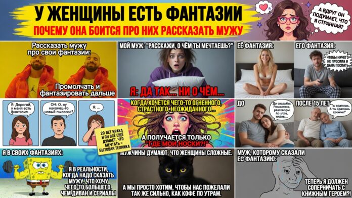 У женщины есть фантазии. Почему она боится про них рассказать мужу У женщины есть фантазии. Почему она боится про них рассказать мужу