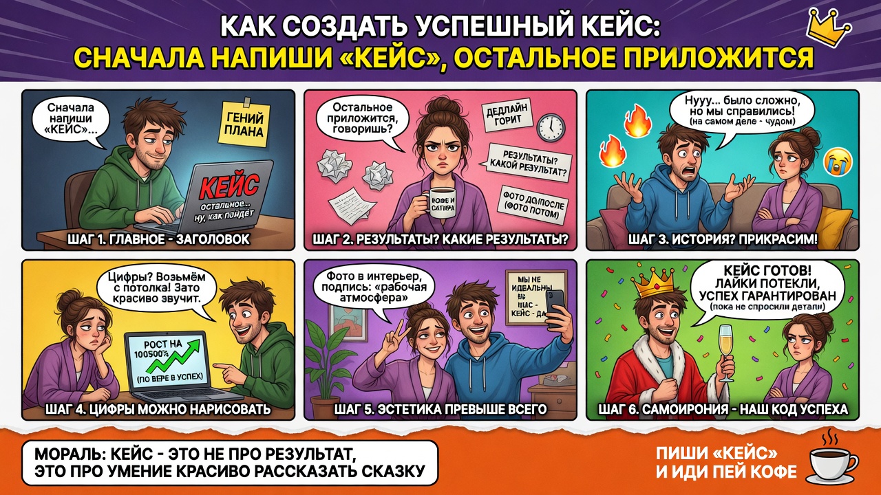 Коучи учат чистой магии: "Как создать успешный кейс: сначала напиши „КЕЙС“, остальное приложится"