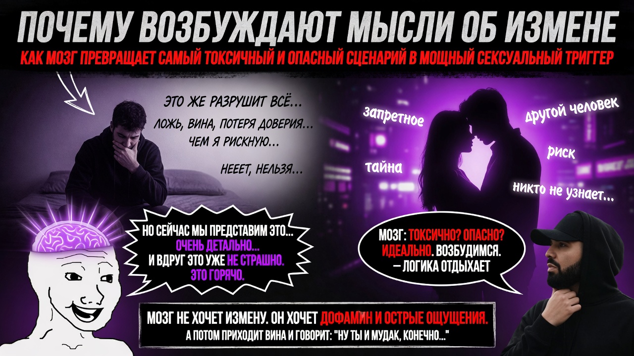 «Почему возбуждают мысли об измене». Как мозг превращает самый токсичный и опасный сценарий в мощный сексуальный триггер