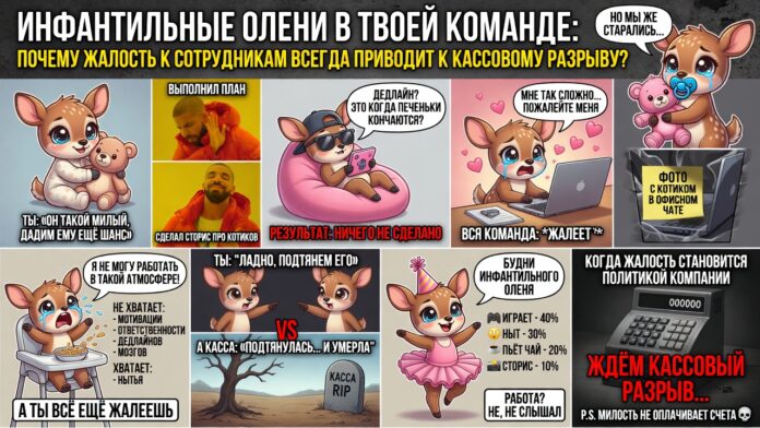 Инфантильные олени в твоей команде: почему жалость к сотрудникам всегда приводит к кассовому разрыву? Инфантильные олени в твоей команде: почему жалость к сотрудникам всегда приводит к кассовому разрыву?