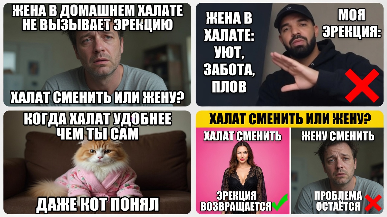 Жена в домашнем халате не вызывает эрекцию. Халат менять или жену?