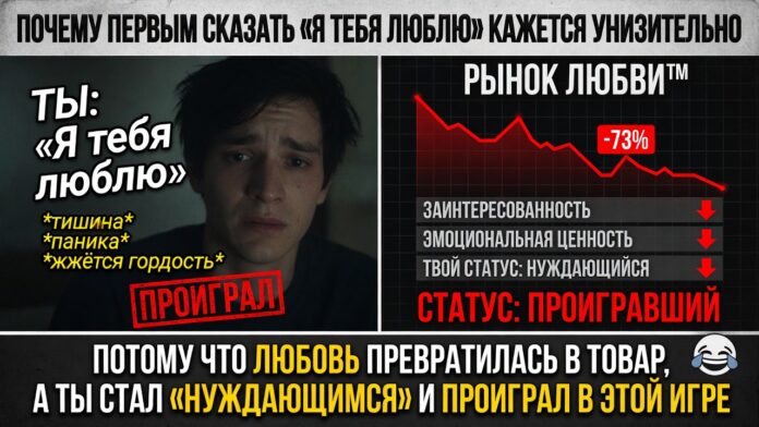 «Почему первым сказать „Я тебя люблю“ кажется унизительно». Потому что в современном мире любовь превратилась в товар, а тот, кто проявляет её первым, автоматически становится «нуждающимся» и проигравшим в этой еПаной игре.
