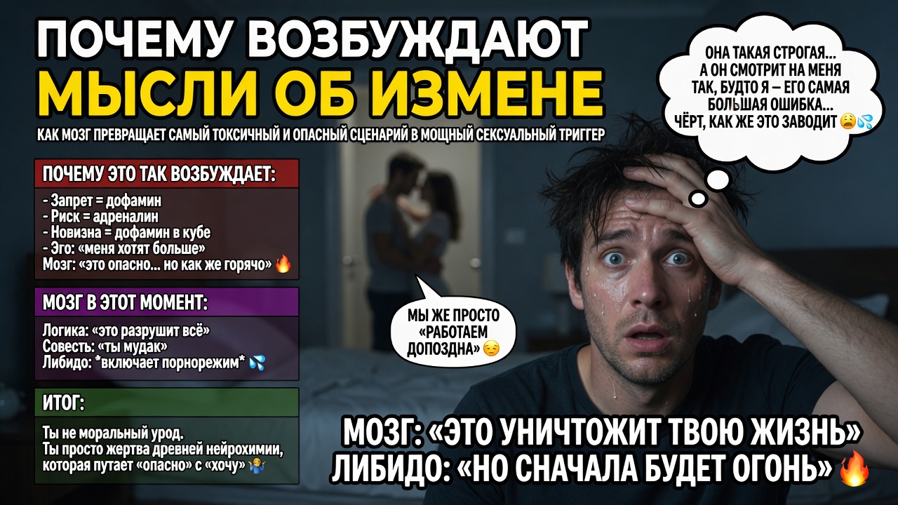 «Почему возбуждают мысли об измене». Как мозг превращает самый токсичный и опасный сценарий в мощный сексуальный триггер