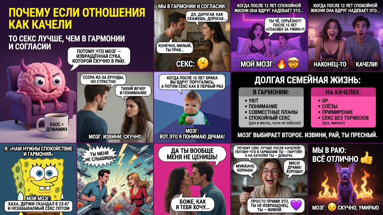 Почему если отношения как качели, то секс лучше, чем в гармонии и согласии?