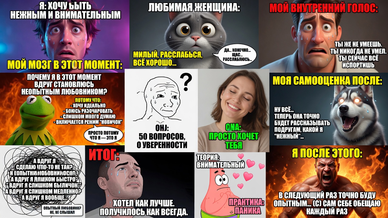 Секс с любимой женщиной трепетный, внимательный. Почему в этот момент мужчина вдруг выглядит как неопытный любовник