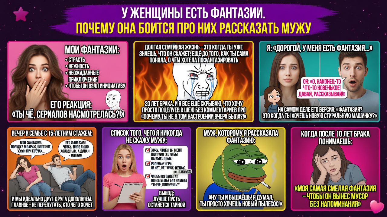 У женщины есть фантазии. Почему она боится про них рассказать мужу